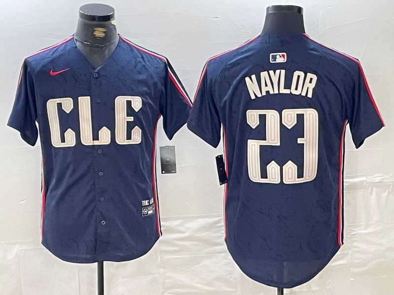 Mens Cleveland Guardians #23 Josh Naylor Navy 2024 City Connect Limited Stitched Jersey->cleveland guardians->MLB Jersey